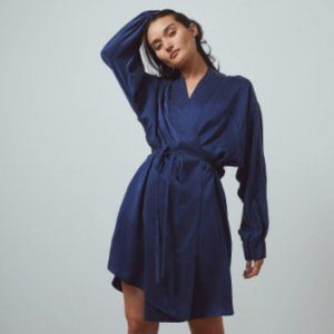 Lunya Deep Blue Washable Silk Robe 1X Like New